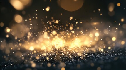 Aufkleber - Golden Sparkle Dust Explosion on Dark Background: Festive, Luxurious, Abstract Image Perfect for Holiday Designs or Elegant Presentations. : Generative AI