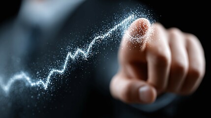 Wall Mural - hand points with lightning effect representing power energy or electricity concept.