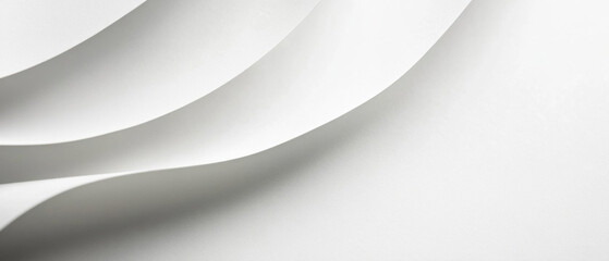 Fototapete - Abstract image of gently curved white paper sheets creating soft shadows and subtle texture variations, ideal for minimalist design backgrounds or branding projects. : Generative AI