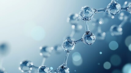 Leinwandbilder - Detailed microscopic view of a complex molecule structure, showcasing interconnected nodes and bonds in a cool blue hue, ideal for science or technology visuals. : Generative AI