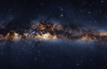 Poster - A mesmerizing cosmic landscape showcasing a vibrant band of the Milky Way galaxy, interspersed with countless stars and nebulae, creating a breathtaking celestial panorama. : Generative AI