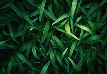 Fototapete - A lush, dense collection of vibrant green leaves, creating a rich, textured natural background ideal for design projects. : Generative AI