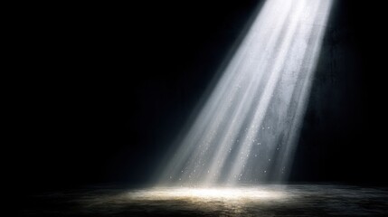Poster - A single, dramatic spotlight illuminates a dark, textured floor, creating a mystical and atmospheric scene perfect for various design projects. : Generative AI