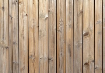 Poster - A detailed image showcasing a weathered, light brown wooden plank wall texture, ideal for rustic backgrounds or design projects.  The vertical planks show natural wood grain and subtle : Generative AI