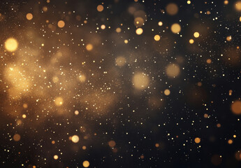 Aufkleber - Golden glitter particles and bokeh lights swirl on a dark background, creating a luxurious and festive atmosphere, perfect for celebratory designs. : Generative AI