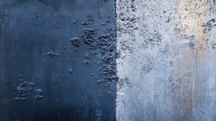 Aufkleber - Abstract textured background featuring a dramatic split between dark blue and light silver, showcasing a rough, uneven surface with a metallic feel. : Generative AI