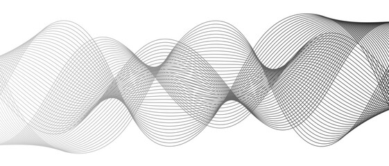 Poster - Abstract monochromatic wave pattern with smooth, flowing curves. Shades of grayscale, from light to dark, with subtle gradients. Modern minimalistic aesthetic  digital backgrounds