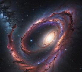 Wall Mural - distant galaxy's swirling arms with glittering stardust and nebulae , galactic, light, star cluster