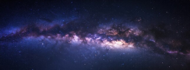 Poster - A breathtaking panoramic view of the Milky Way galaxy, showcasing its vibrant colors and cosmic dust clouds against a backdrop of countless stars. : Generative AI