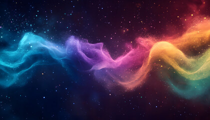 Wall Mural - smooth flying colorful particle dust wave background