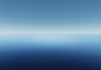 Poster - Serene ocean landscape: a vast expanse of deep blue water meets a clear, pale sky, creating a tranquil and peaceful scene. : Generative AI
