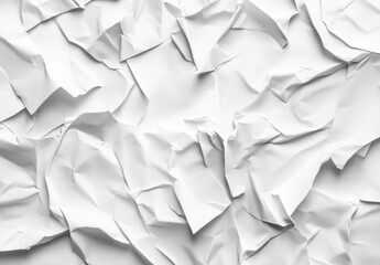 Leinwandbilder - Abstract texture of crumpled white paper, showing folds and creases, ideal for background or design element. High-resolution image perfect for print or digital use. : Generative AI