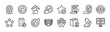 © Vilogsign - Quality control thin line icon set. Containing value, star, thumb up, premium, review, rate, award, best, favorite, good, certification, evaluation, stamp, satisfaction, service, support. Vector