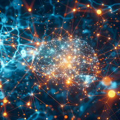Interconnected network simulating human intelligence, creating digital consciousness