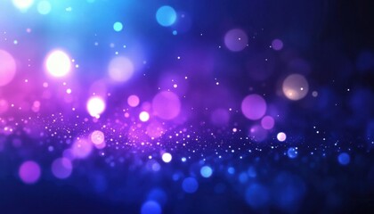 Aufkleber - Abstract background with vibrant purple and blue bokeh lights, glittering particles, and a dreamy, magical atmosphere, perfect for design projects. : Generative AI