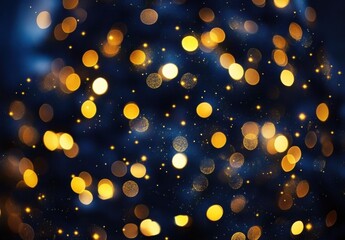Aufkleber - Abstract bokeh background with golden lights and blue hues, perfect for celebratory designs or luxurious branding projects.  The image features a scattering of out-of-focus lights crea : Generative AI