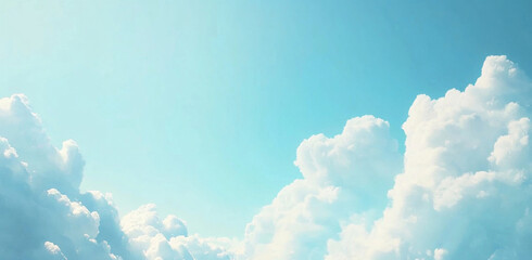 Aufkleber - A serene image of fluffy cumulus clouds against a vibrant, light-blue sky, perfect for illustrating a peaceful and optimistic mood. : Generative AI