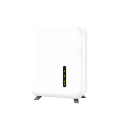 Aufkleber - Modern Wireless Connectivity Hub. A Compact Modem With Illuminated Led Indicators, Emitting Strong Wireless Signals, Designed For Seamless Internet Access. An Isolated Technology Solution On A Clean