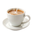 © Loback - Steaming Cup of Coffee: A steaming cup of coffee, filled with a rich brown brew, sits on a saucer, inviting a moment of relaxation and rejuvenation. The steam creates a captivating contrast.