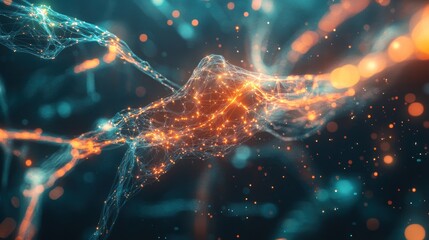 Abstract network of glowing particles.