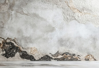 Aufkleber - Grunge Concrete Wall Texture with Damaged Plaster and Smooth Floor, Ideal for Backgrounds or Design Projects. : Generative AI