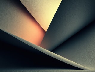 Poster - Abstract Composition of Light and Shadows with Geometric Paper Layers
