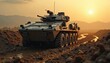 © abangaboy - Armored Vehicle on Muddy Road at Sunset