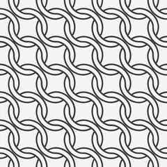 Interlocking geometric pattern seamless monochromatic modern design.