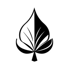 Wall Mural - Abstract Leaf Design: A stylized black and white illustration of a leaf, representing growth, nature, balance, and harmony.  The design is perfect for logos, branding, or as a decorative element.