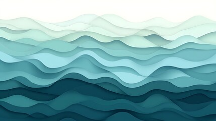 Wall Mural - Abstract Teal Ocean Waves.