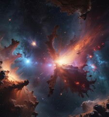 Wall Mural - immense galaxy cluster, glowing nebulae, milky way's stellar tapestry , cosmos, stars, beauty