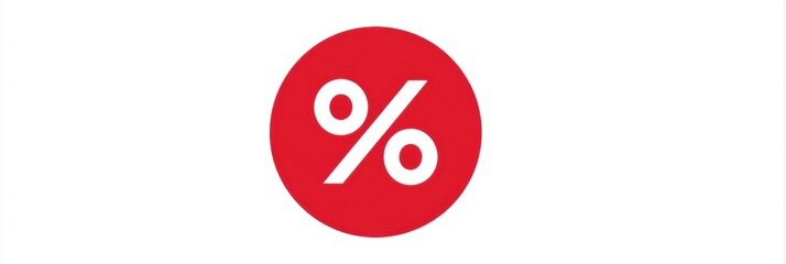 Leinwandbilder - Bold Red Circle Featuring a Minus Percentage Symbol Indicating a Decrease or Decline in an Economic Context or Statistical Analysis