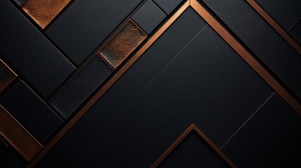 Poster - Black and gold background with a pattern of squares and triangles. The squares are arranged in a way that creates a sense of depth and dimension, while the triangles add a touch of elegance