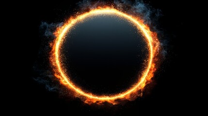 Aufkleber - Black circle with a bright orange center. The circle is surrounded by a lot of smoke and fire