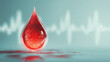 © Zanna - drop of blood with heartbeat line shadow – perfect for medical campaigns, blood donation awareness, healthcare posters, or cardiology-related infographics