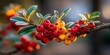 © Humairaa_Std - Red and gold berries branch glistening