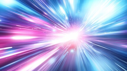 Poster - Bright blue and pink light with white streaks. The light is moving and he is coming from a distant source