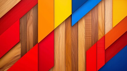 Fototapete - Colorful background with red, yellow, and blue stripes. The colors are arranged in a way that creates a sense of movement and energy. The image is abstract and artistic