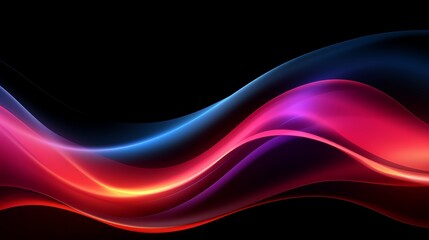 Fototapete - Colorful wave on a black background. The colors are red, blue, and purple. The wave appears to be flowing and has a sense of movement
