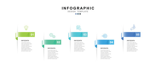 Fototapete - Vector Infographic label design template with icons and 5 options or steps. for your business data. Vector Illustration.