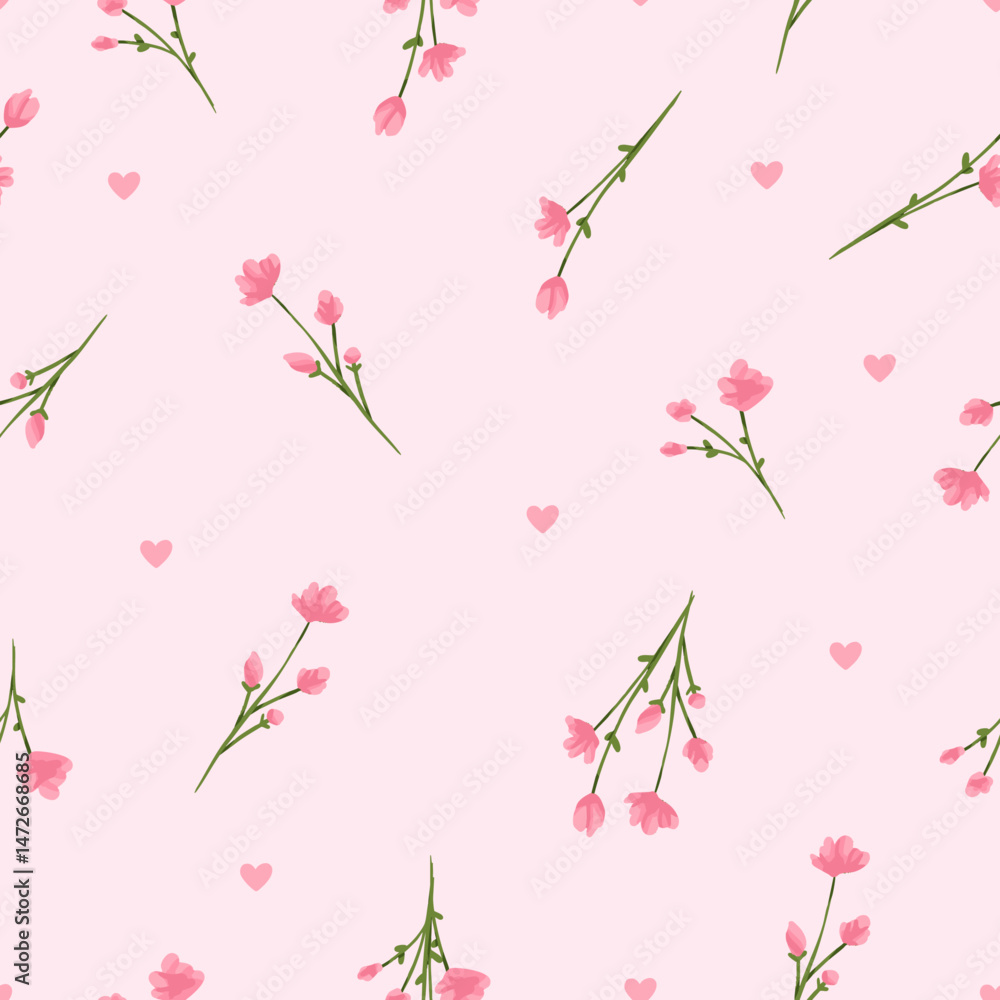 Soft pink floral pattern - Seamless Feminine Textile Design Stock ...