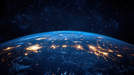 Wall Mural - Vast expanse of Earth's lights from space.