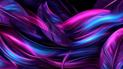 Fototapete - Purple and blue image of a feathery wave. The image is abstract and has a dreamy, ethereal quality to it. The colors are vibrant and the lines are flowing, creating a sense of movement
