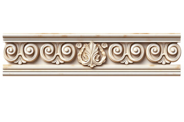 Poster - Ornate floral decor element featuring intricate golden scrollwork and a central flower design against a transparent background for versatile design applications