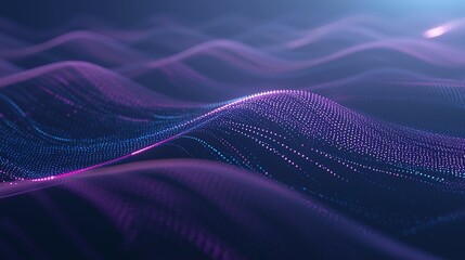 Wall Mural - abstract wavy pattern with purple and blue hues creating a flowing digital landscape.
