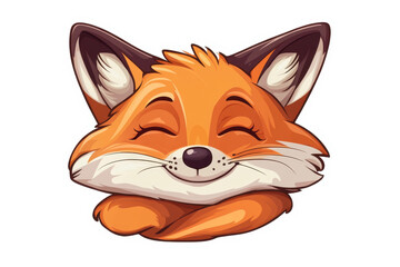 Poster - Cheerful orange fox face with bright eyes and fluffy ears smiling joyfully, set against a transparent background