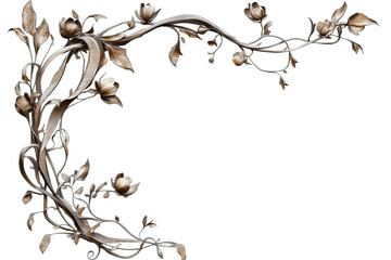 Fototapete - Decorative frame with twisting vines and autumn leaves created in a transparent style ideal for various artistic uses