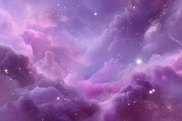 Wall Mural - nebula with purple and pink hues and stars in a cosmic space scene.