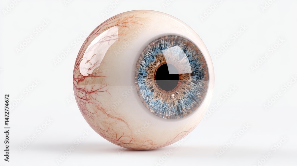 Realistic 3D Human Eye Anatomy Detailed Iris, Sclera, and Blood Vessels ...