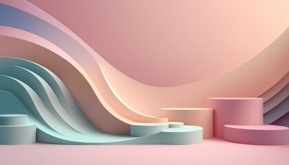 Wall Mural - minimalist pastel background for cosmetic branding and packaging presentation with soft shapes and g